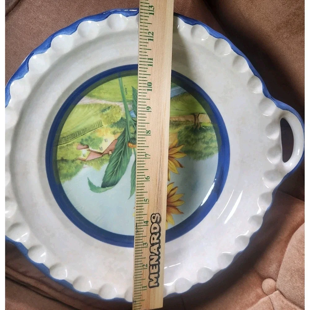 Hand Painted Italian Ceramic Sunflower Serving‎ Bowl Round Dish Kitchen Decor